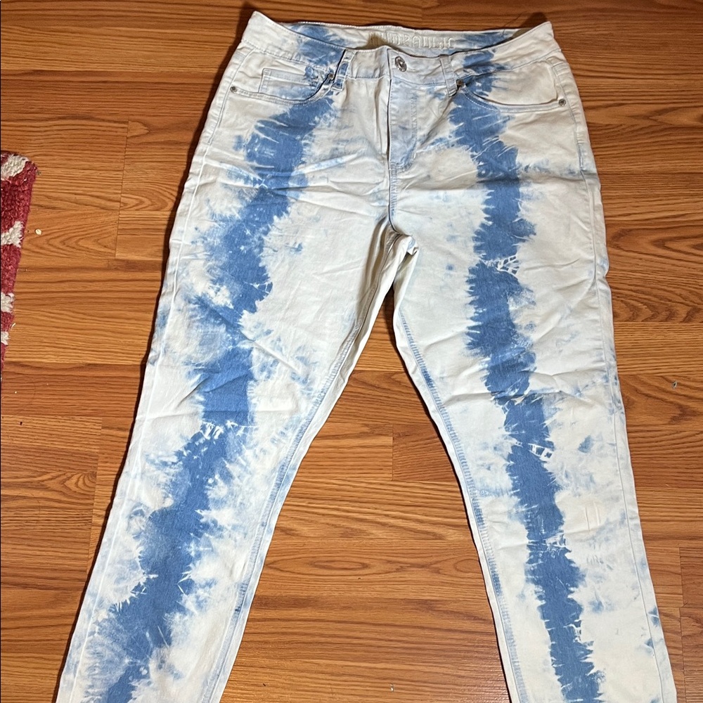Hydraulic Blue and White Tie-Dye Ankle Jeans